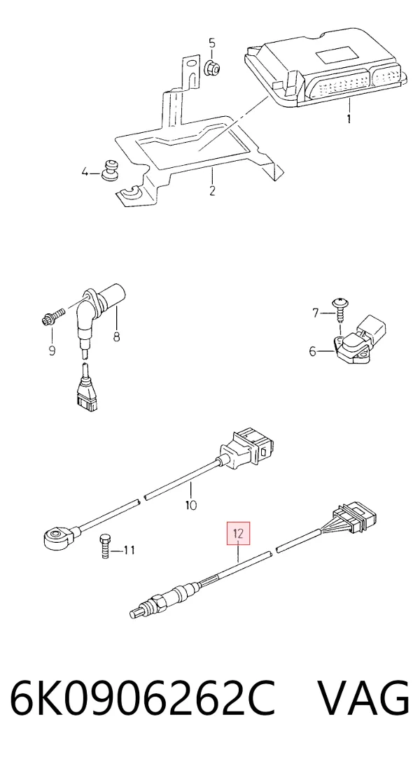 Sonda lambda, sensor de oxigênio até o catalisador 6K0906262C VAG
