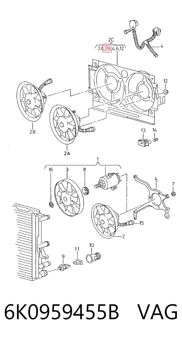 Motor de ventilador do sistema de esfriamento 6K0959455B VAG