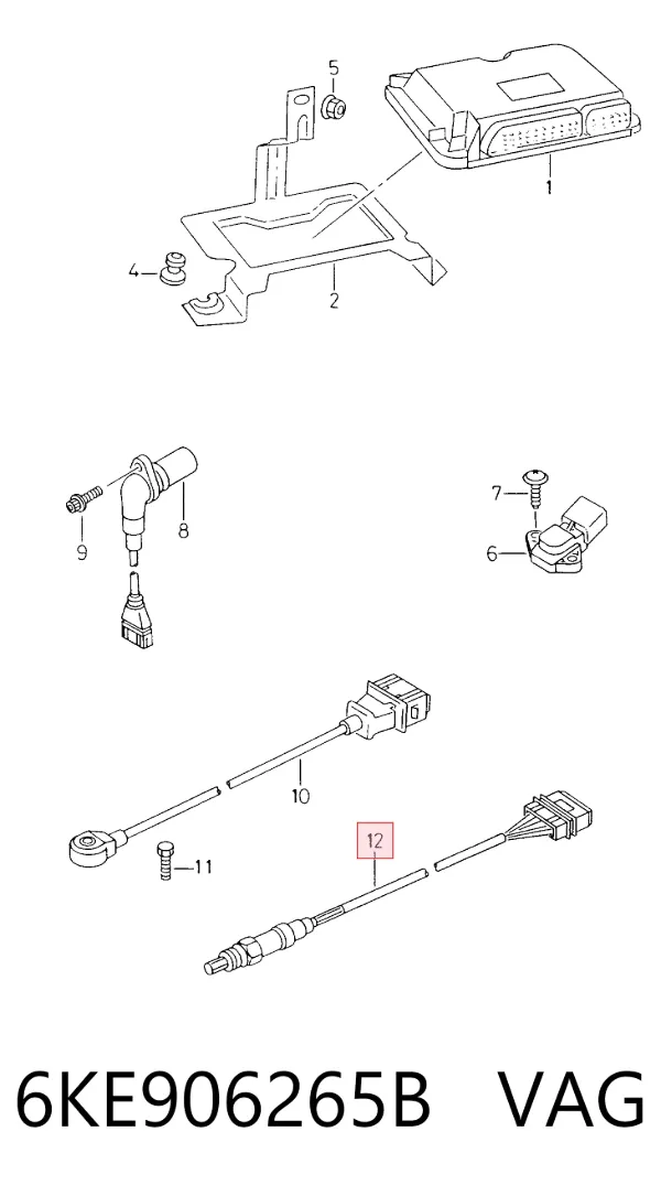 Sonda lambda, sensor de oxigênio até o catalisador 6KE906265B VAG