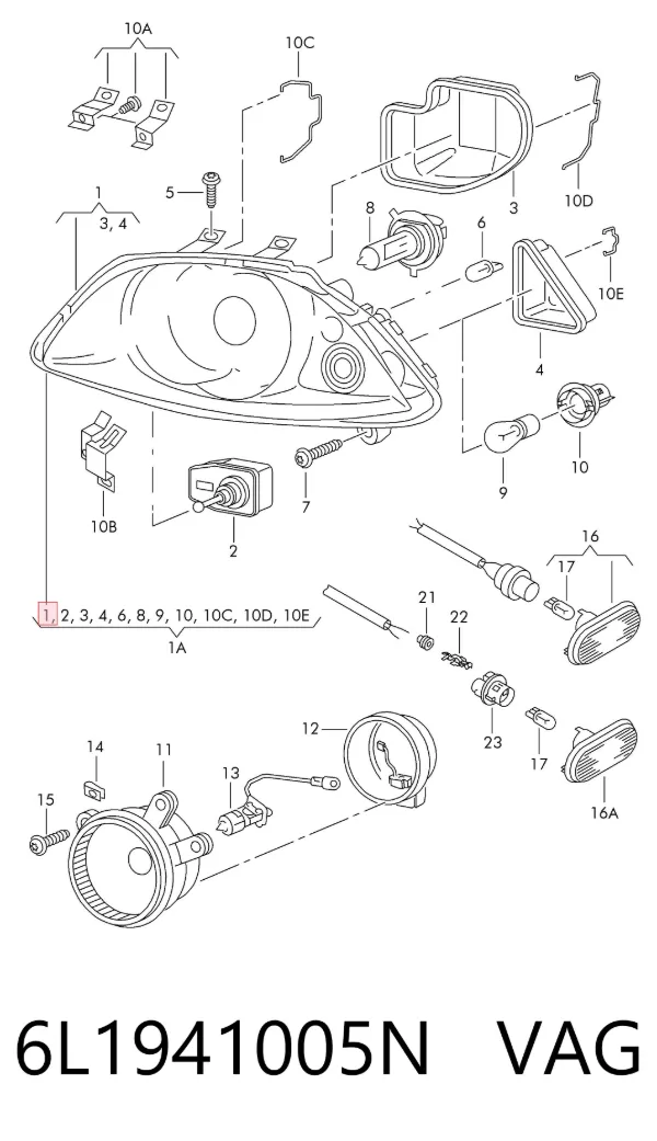 Luz esquerda 6L1941005N VAG