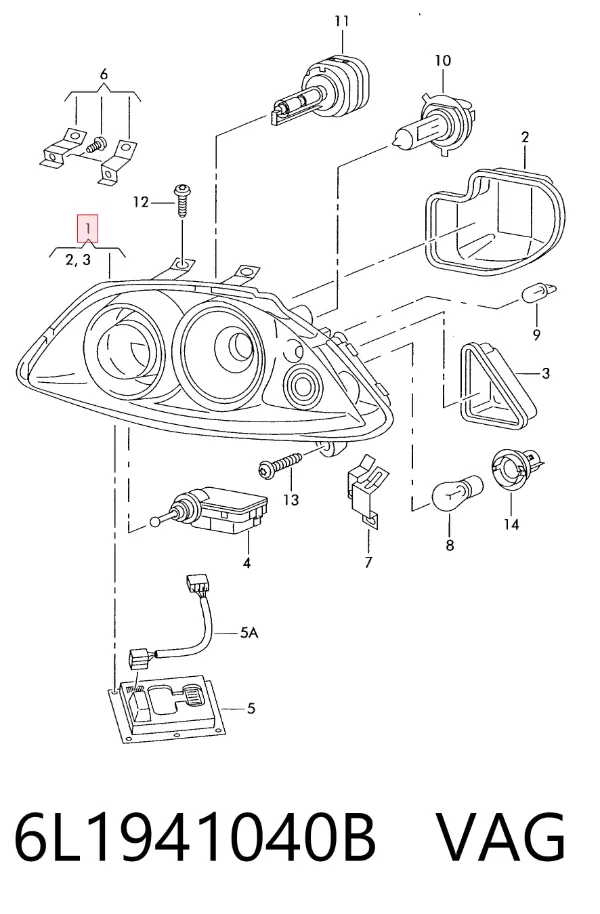 Luz direita 6L1941040B VAG