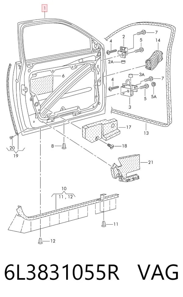 Porta dianteira esquerda 6L3831055R VAG