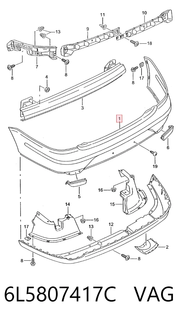 Pára-choque traseiro Seat Cordoba 6L2