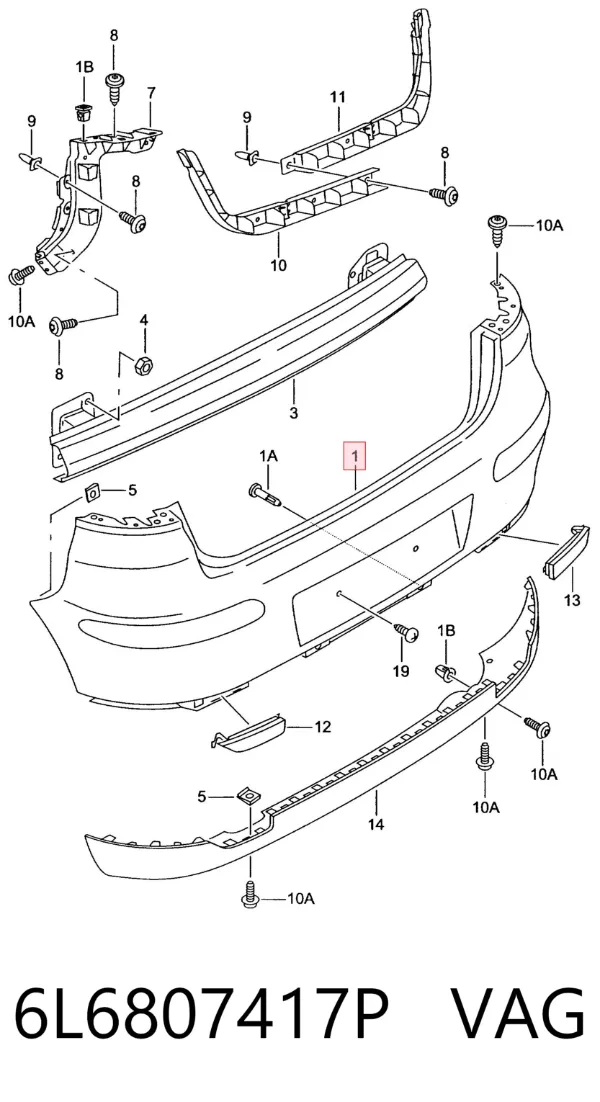 Pára-choque traseiro 6L6807417P VAG