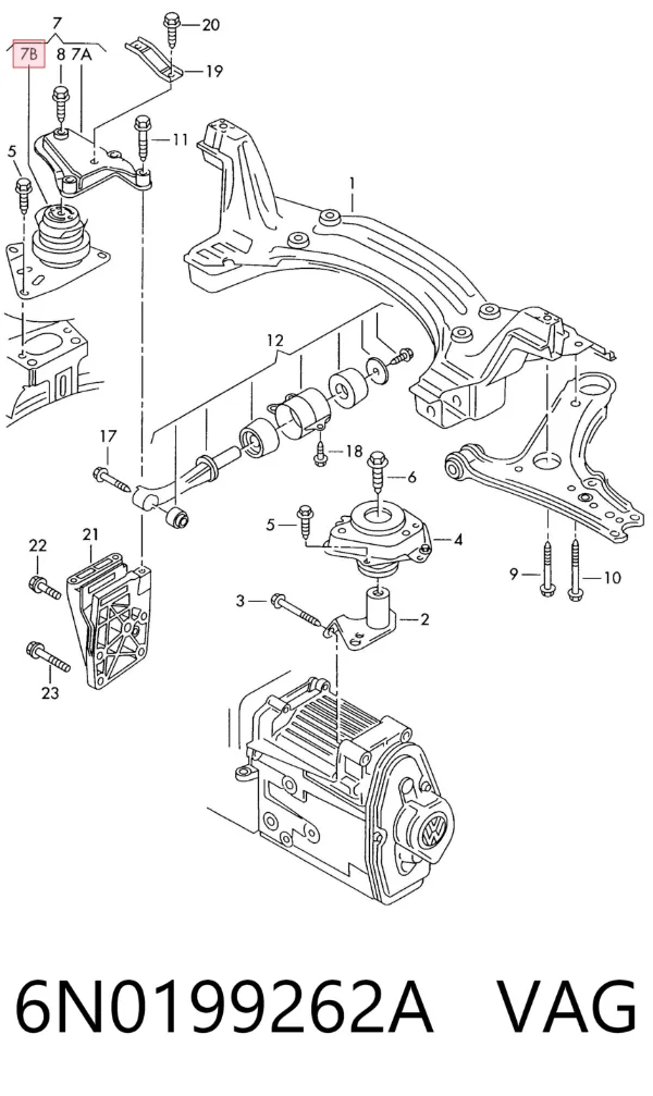Coxim (suporte) direito de motor 6N0199262A VAG