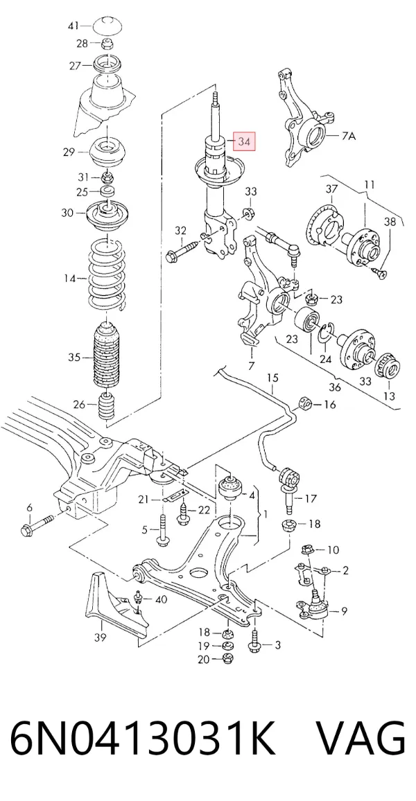 Amortecedor dianteiro 6N0413031K VAG