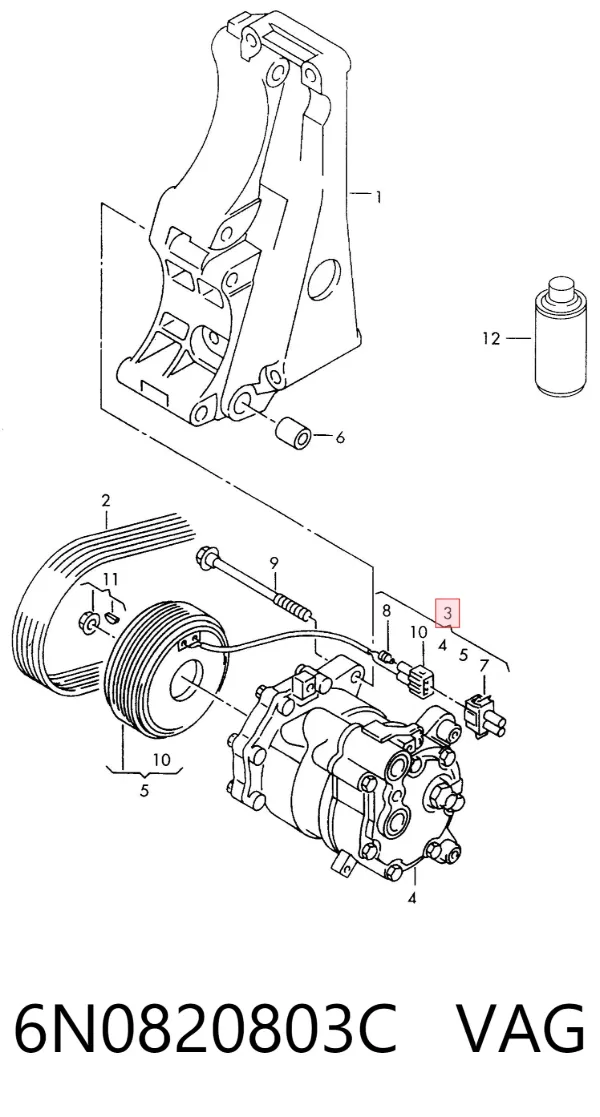 Compressor de aparelho de ar condicionado 6N0820803C VAG