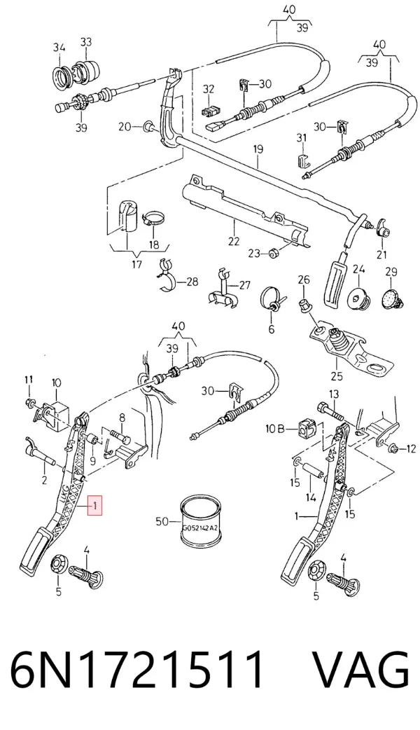 Pedal de gás (de acelerador) 6N1721511 VAG