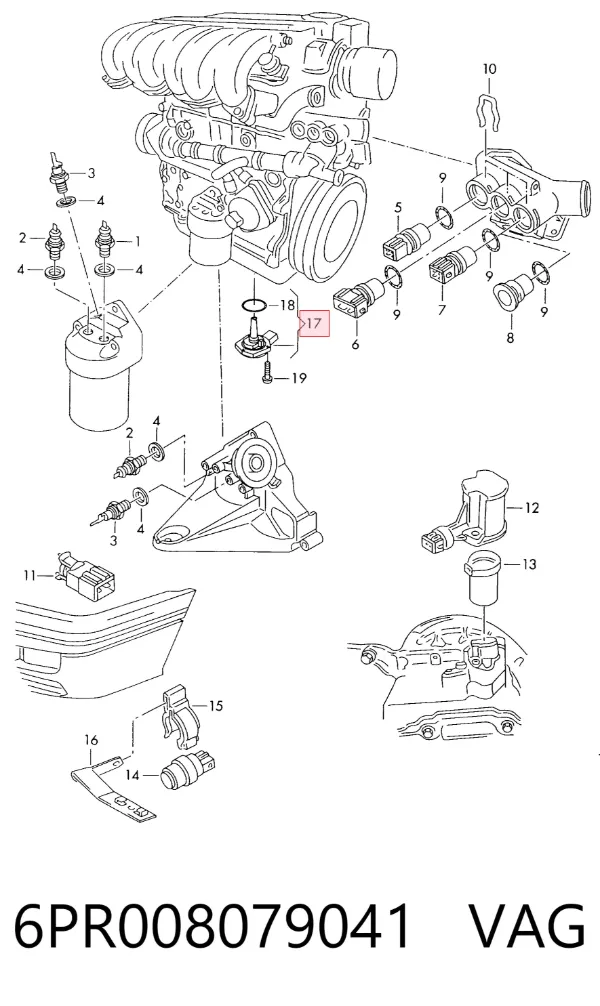 Sensor do nível de óleo de motor 6PR008079041 VAG