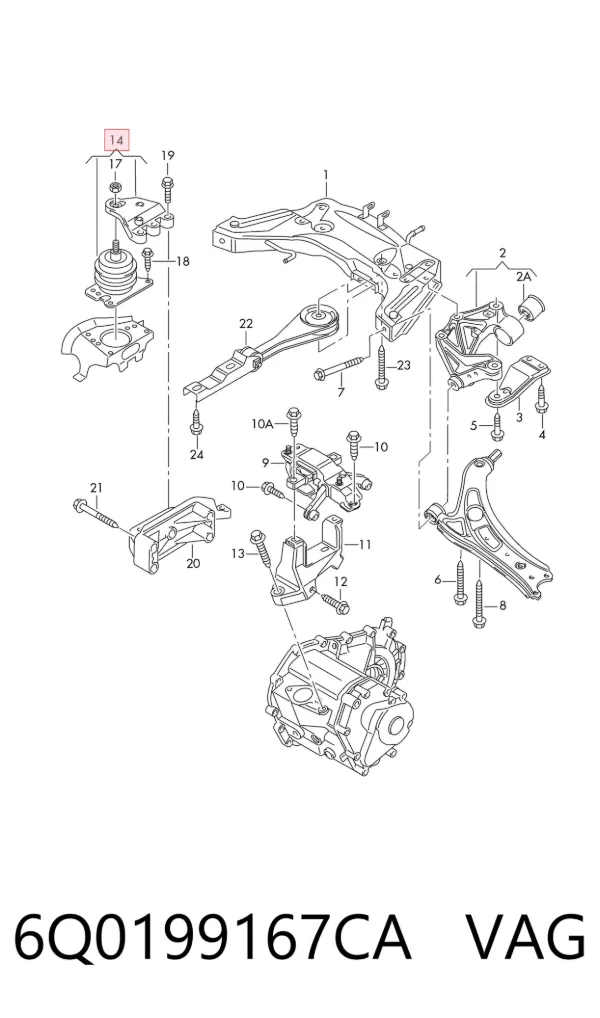 Coxim (suporte) direito de motor 6Q0199167CA VAG