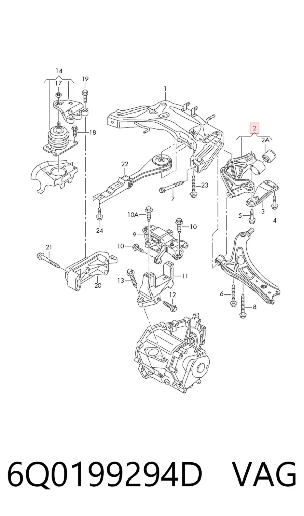 Braço oscilante superior direito de suspensão dianteira 6Q0199294D VAG