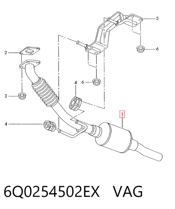 Silenciador, parte dianteira 6Q0254502EX VAG