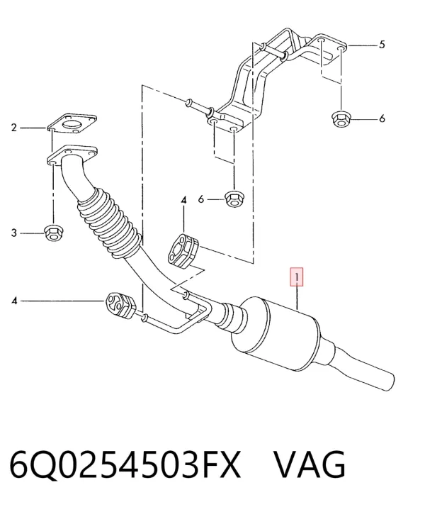 Silenciador, parte dianteira 6Q0254503FX VAG