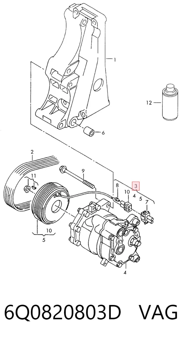 Compressor de aparelho de ar condicionado 6Q0820803D VAG