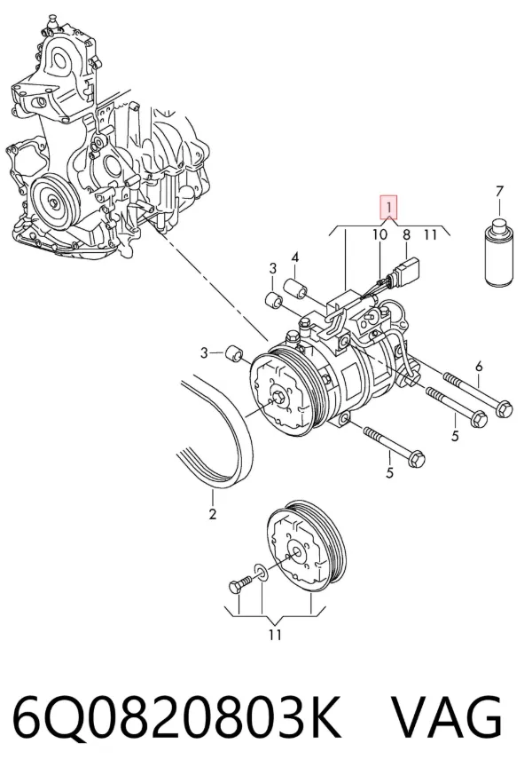 Compressor de aparelho de ar condicionado 6Q0820803K VAG