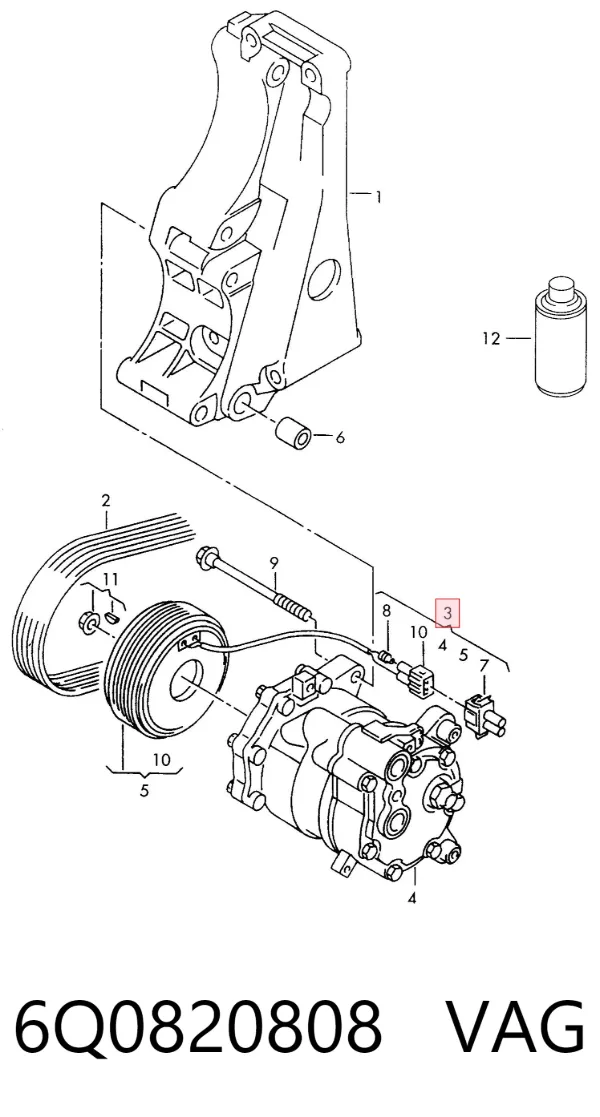 Compressor de aparelho de ar condicionado 6Q0820808 VAG