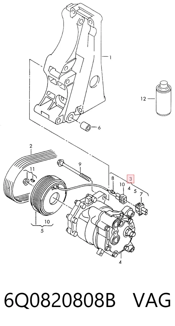 Compressor de aparelho de ar condicionado 6Q0820808B VAG