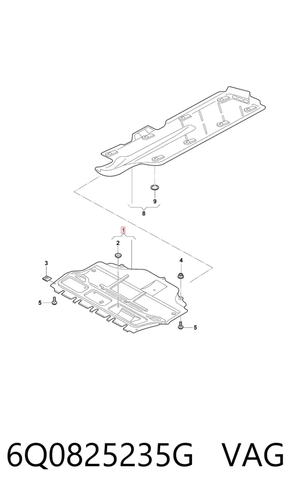 Proteção de motor, de panela (da seção de motor) 6Q0825235G VAG