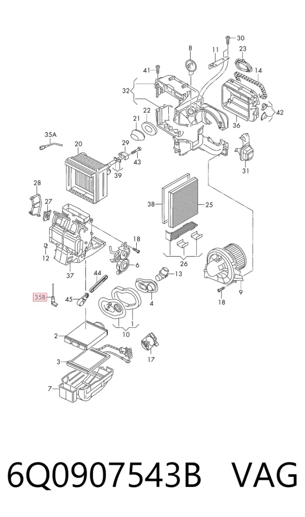 Sensor de temperatura de ar no salão 6Q0907543B VAG