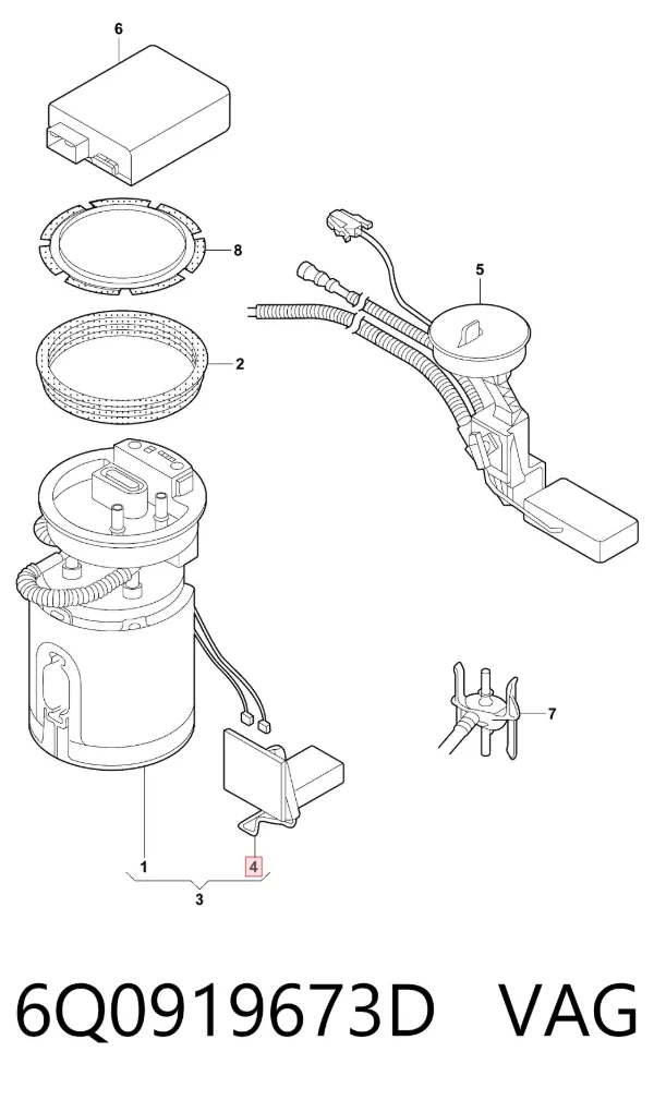 Sensor do nível de combustível no tanque 6Q0919673D VAG