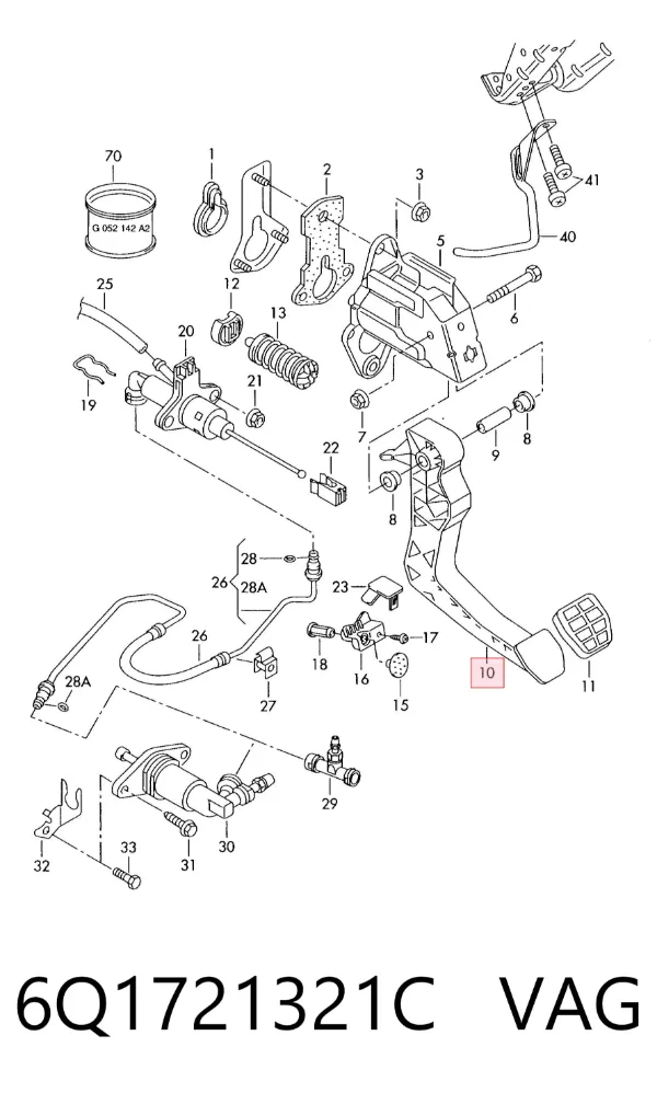 Pedal de embraiagem 6Q1721321C VAG