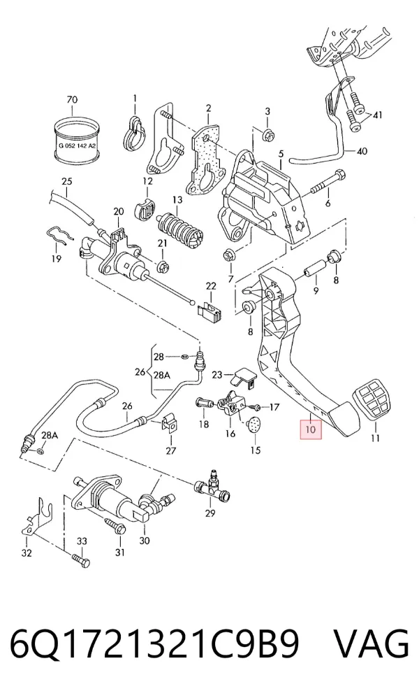Pedal de embraiagem 6Q1721321C9B9 VAG