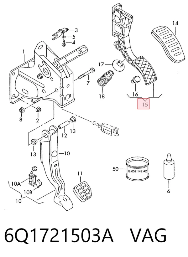 Pedal de gás (de acelerador) 6Q1721503A VAG