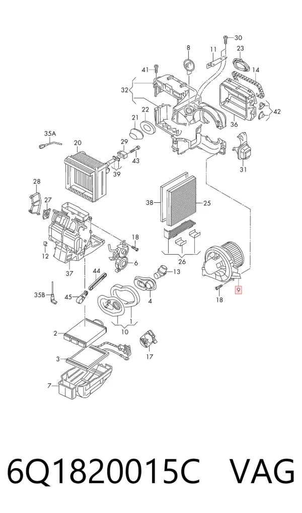 Motor de ventilador de forno (de aquecedor de salão) 6Q1820015C VAG