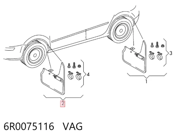Protetores de lama dianteiros, kit 6R0075116 VAG