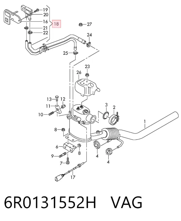 Sensor de pressão dos gases de escape 6R0131552H VAG