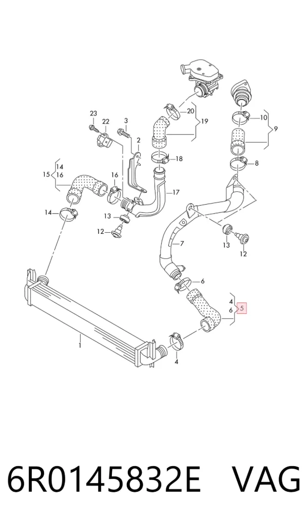 Mangueira (cano derivado) de intercooler 6R0145832E VAG