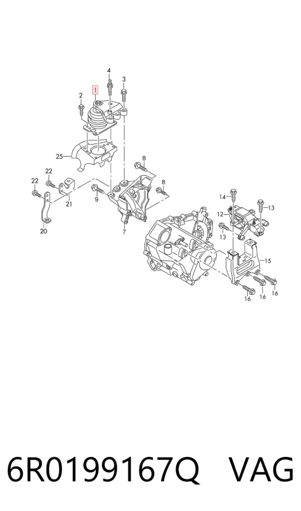 Coxim (suporte) direito de motor 6R0199167Q VAG