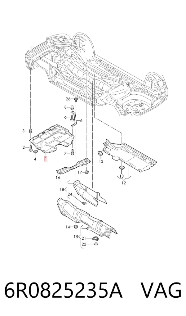 Proteção de motor, de panela (da seção de motor) 6R0825235A VAG