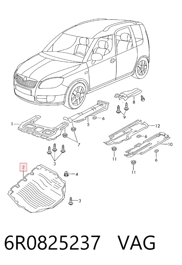 Proteção de motor, de panela (da seção de motor) 6R0825237 VAG