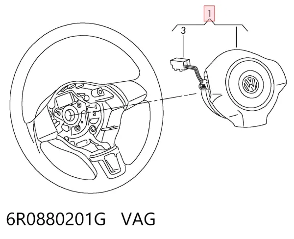 Cinto de segurança (AIRBAG) de condutor 6R0880201G VAG