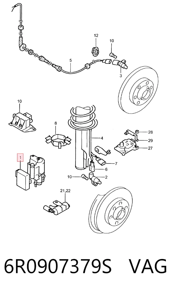 Unidade hidráulico de controlo ABS 6R0907379S VAG