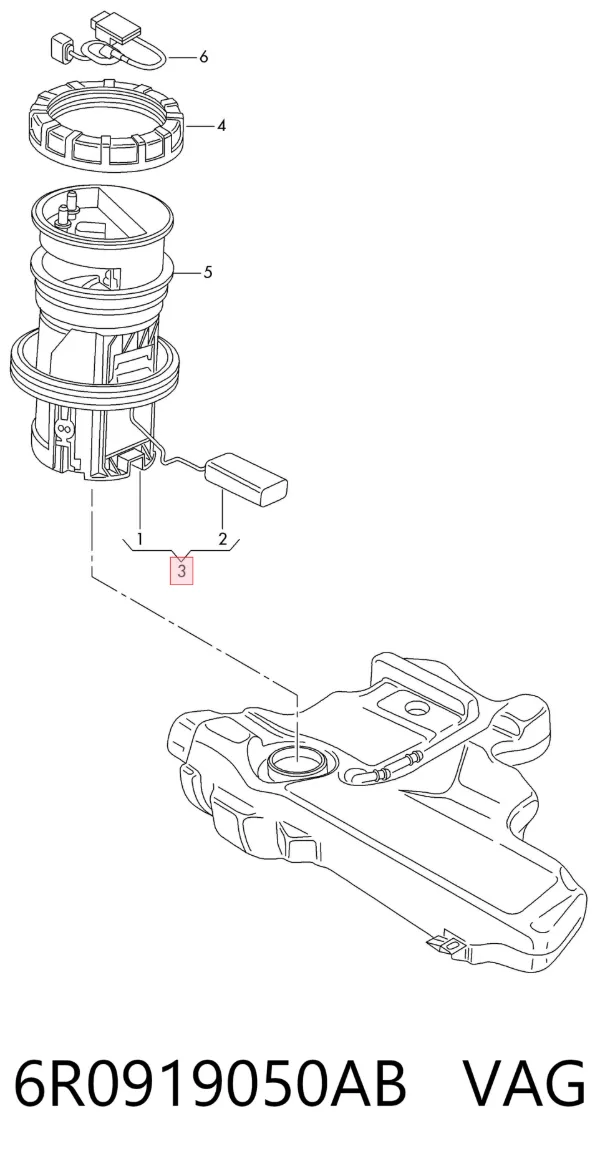 Módulo de bomba de combustível com sensor do nível de combustível 6R0919050AB VAG