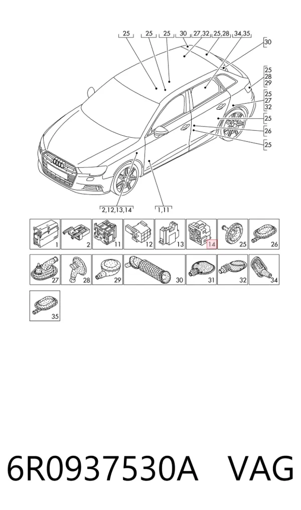 Unidade de dispositivos de segurança 6R0937530A VAG