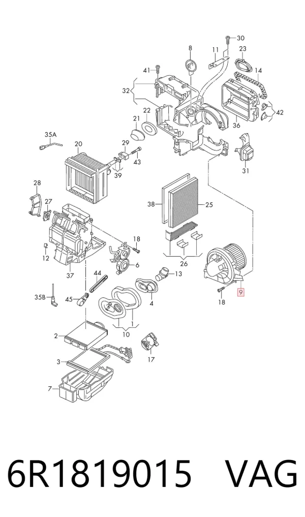 Motor de ventilador de forno (de aquecedor de salão) 6R1819015 VAG