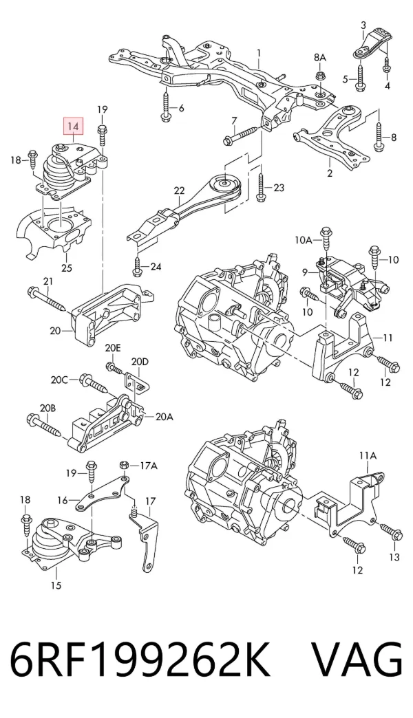 Coxim (suporte) direito de motor 6RF199262K VAG