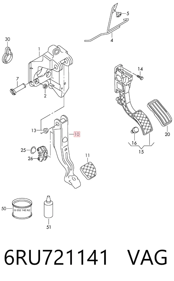 Pedal do freio 6RU721141 VAG
