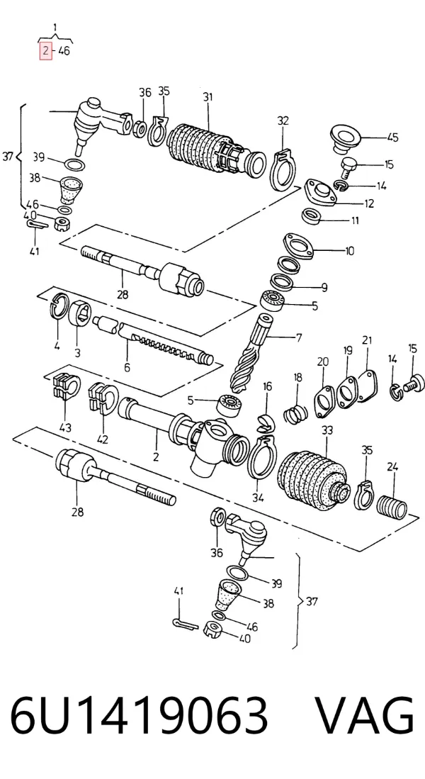 Cremalheira da direção 6U1419063 VAG