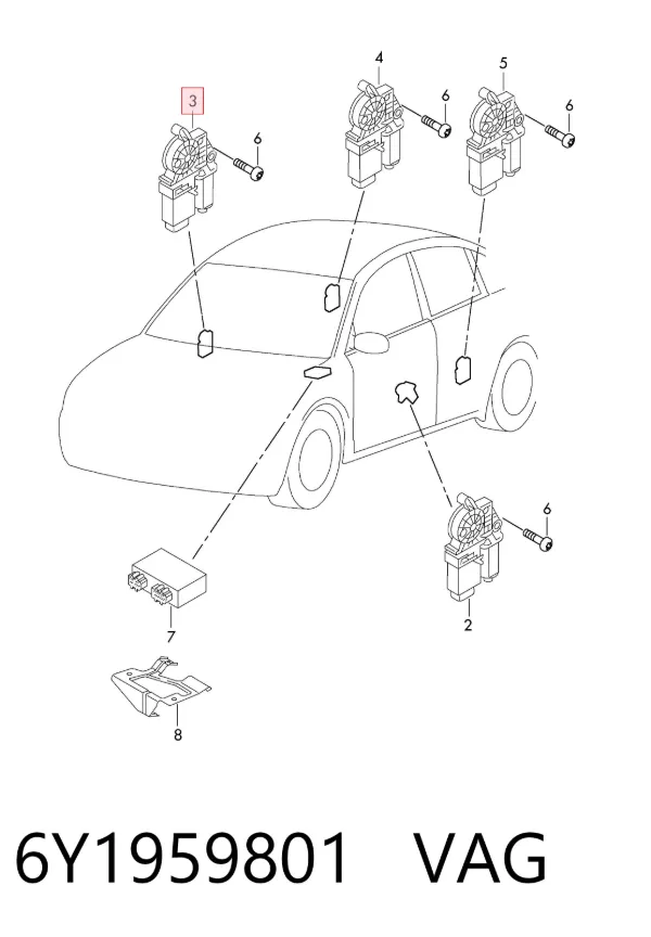 Motor de acionamento de vidro da porta dianteira 6Y1959801 VAG