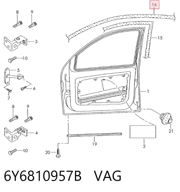 Compactador da porta dianteira esquerda (na porta) 6Y6810957B VAG