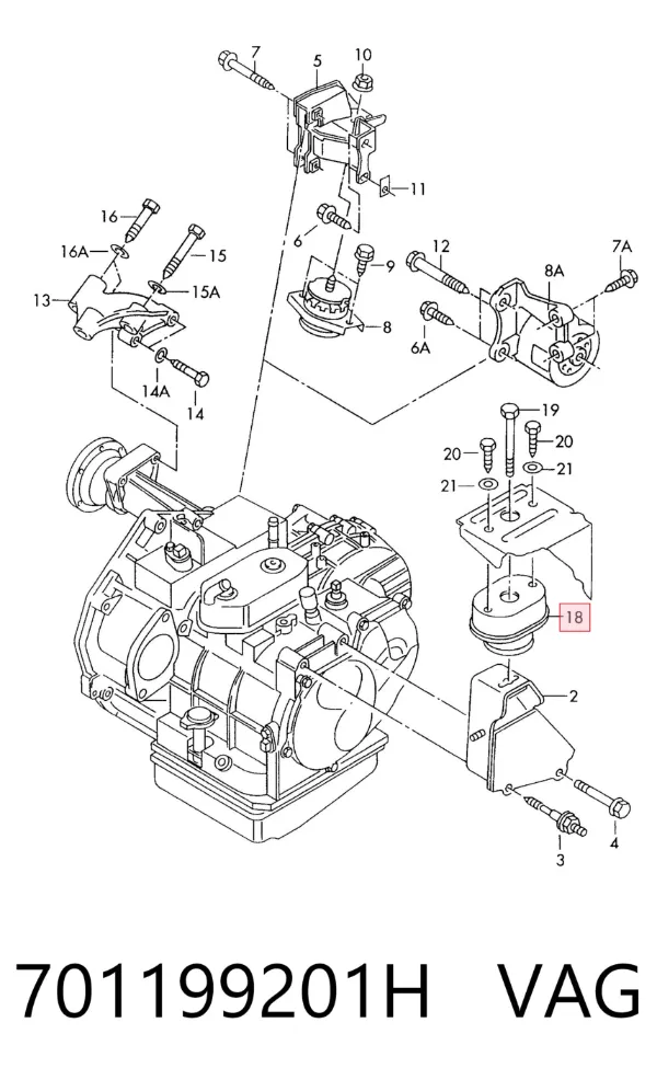 Coxim (suporte) esquerdo/direito de motor 701199201H VAG