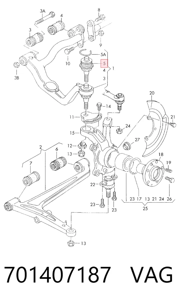 Suporte de esfera superior 701407187 VAG