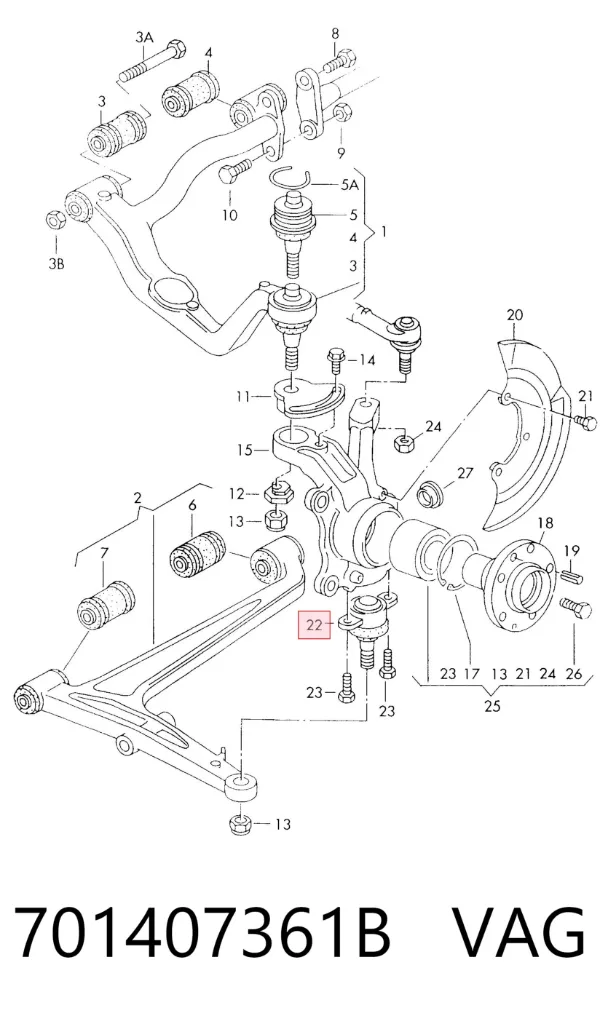 Suporte de esfera inferior 701407361B VAG