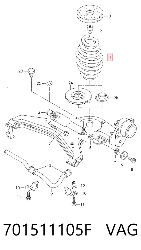 Mola traseira 701511105F VAG