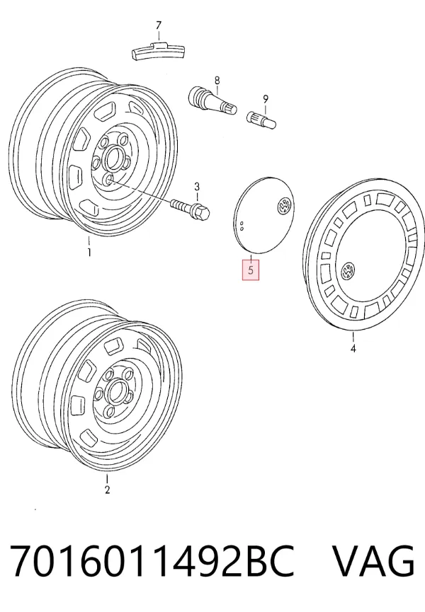 Coberta de disco de roda 7016011492BC VAG