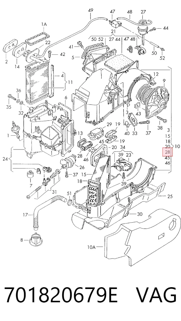 Válvula TRV de aparelho de ar condicionado 701820679E VAG
